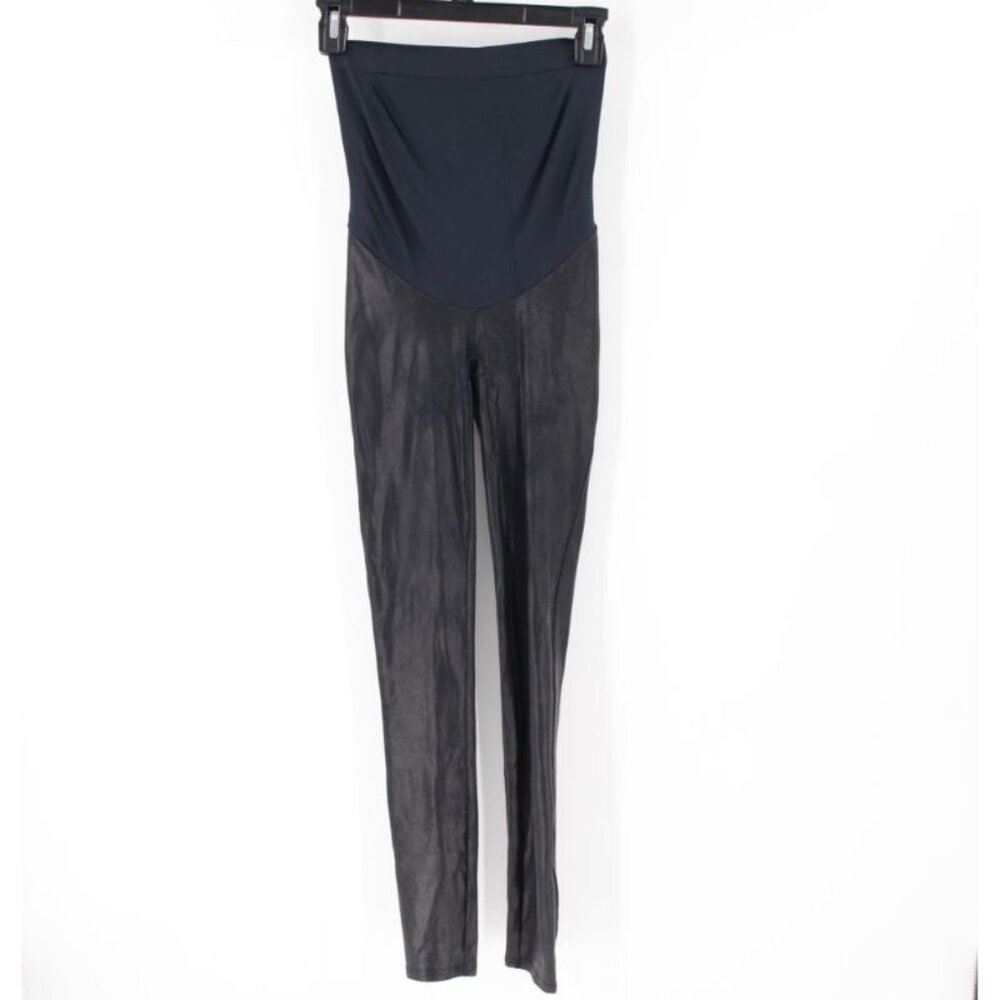 SPANX Leggings Womens XS Mama Maternity Faux Leather High Waisted Black stretch